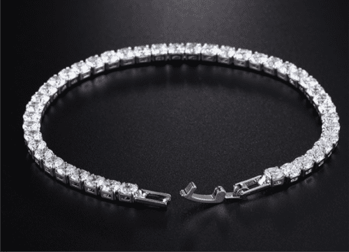 Elegant White Gold plated Engagement Tennis Bracelet - With Ice White Simulated Stones - Size 17cm