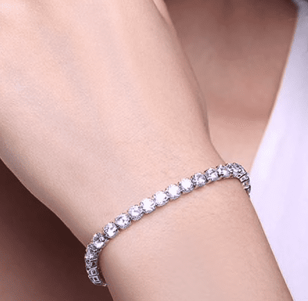 Elegant White Gold plated Engagement Tennis Bracelet - With Ice White Simulated Stones - Size 17cm