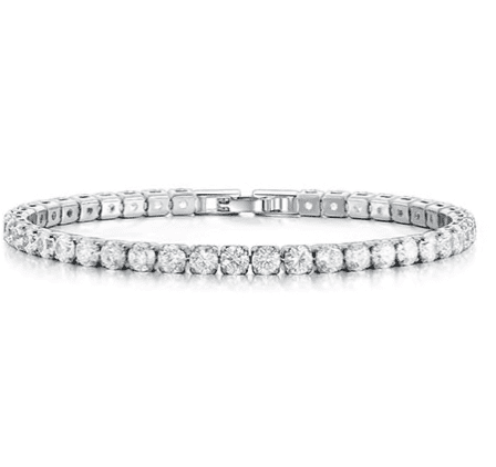 Elegant White Gold plated Engagement Tennis Bracelet - With Ice White Simulated Stones - Size 17cm