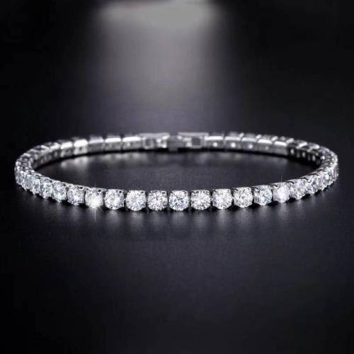 Elegant White Gold plated Engagement Tennis Bracelet - With Ice White Simulated Stones - Size 17cm