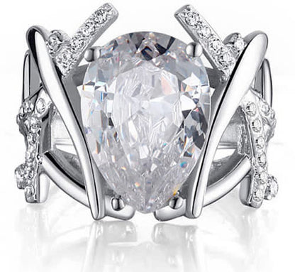 Beautiful Zopius Simulated Diamond Ring Size 7 / O - 925 Sterling Silver