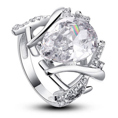 Beautiful Zopius Simulated Diamond Ring Size 7 / O - 925 Sterling Silver